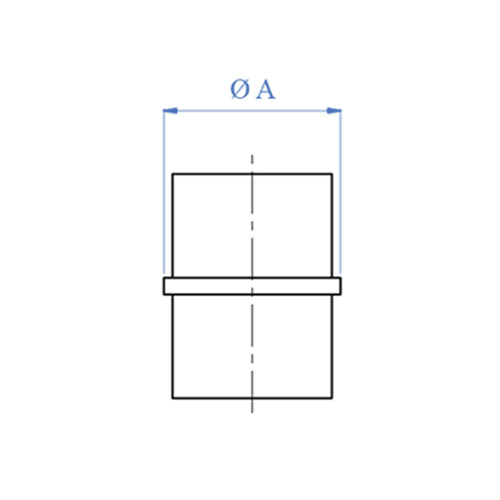 Conector tubo-tubo 42.4 mm. Acabado espejo.