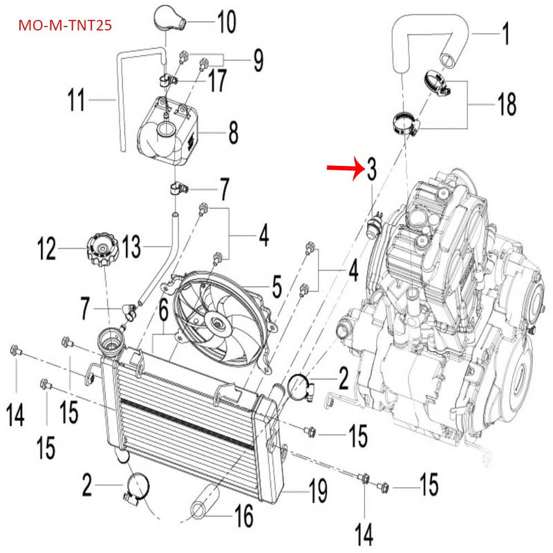 Sensor De Temperatura De Refrigerante (TNT25 / TRK251 / LEONCINO250 / 302S / TNT600 / 752S)