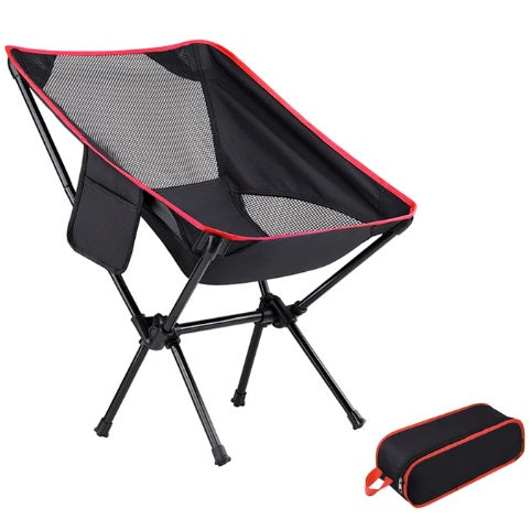 Silla plegable compacta ultra ligera con bolsa, color negro