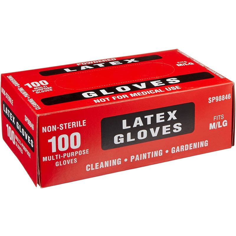 (Caja 100 piezas) Guantes de látex empolvados desechables. Multipropósito. Talla M/L