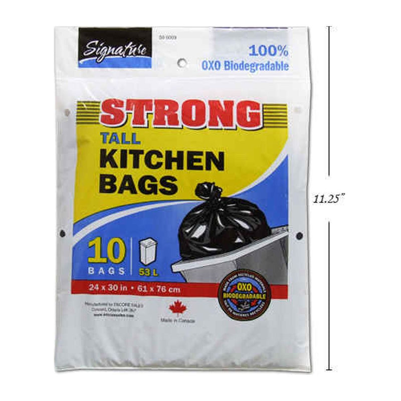 Bolsas de basura cocina de 10 piezas de 24 x 30 "de alto, negras