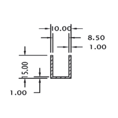 Uchanel inox 8 mm glass. 3 mts largo.T-304. S1 acabado satinado.
