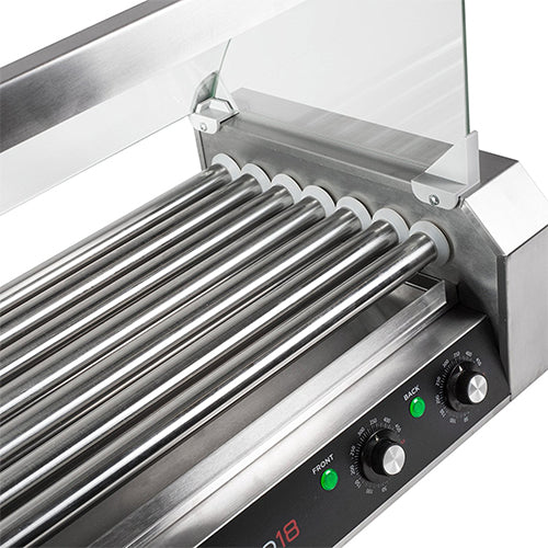 Grill de hotdog rotatorio 950W 110V 50/60hz. Con vitrina Dimens: 23" (wide) x 13" (deep)(1 año)