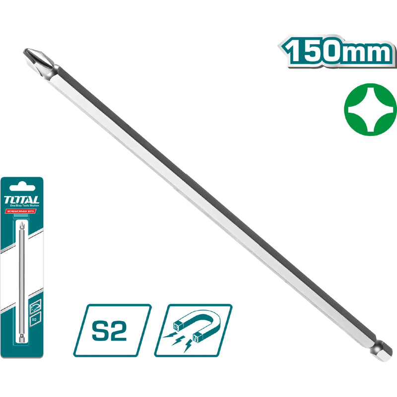 Punta de destornillador Estrella PH2.(1 pieza,150 mm,S2).Punta magnética.