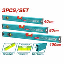 Niveles de Burbuja 40cm 60cm 100cm Espesor de aluminio 1mm. Set de 3 piezas.