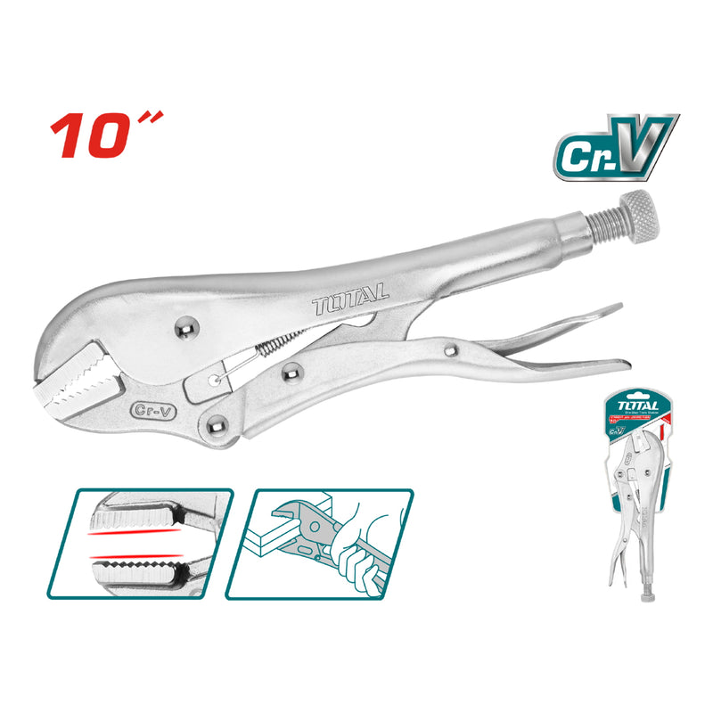 Alicate de presión 10" mandíbula recta. CrV. Máxima resistencia.