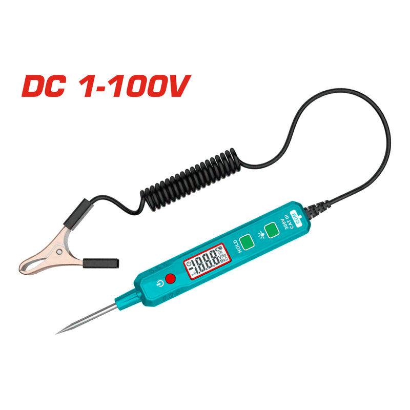 Probador de Voltaje Automotriz de 1-100V. Pantalla Digital. Long. Max. 2700 mm