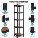 Estantería Metálica de 5 Repisas Ajustables (180x40x40cm) Estante Organizador de Acero con Capacidad de 90Kg por Nivel.