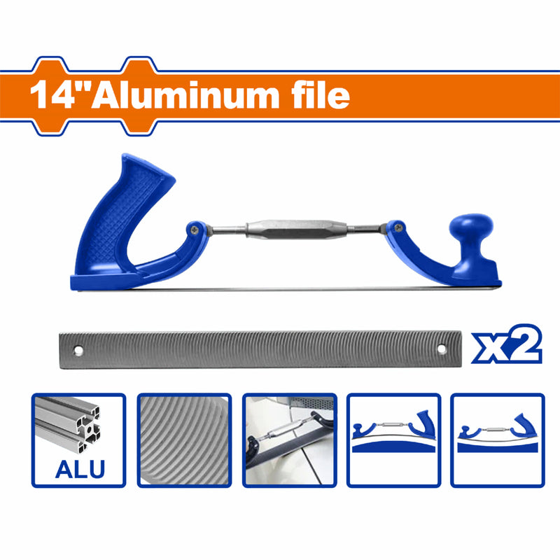 Lima de Aluminio 14" con soporte de placa de aluminio. Acero T12