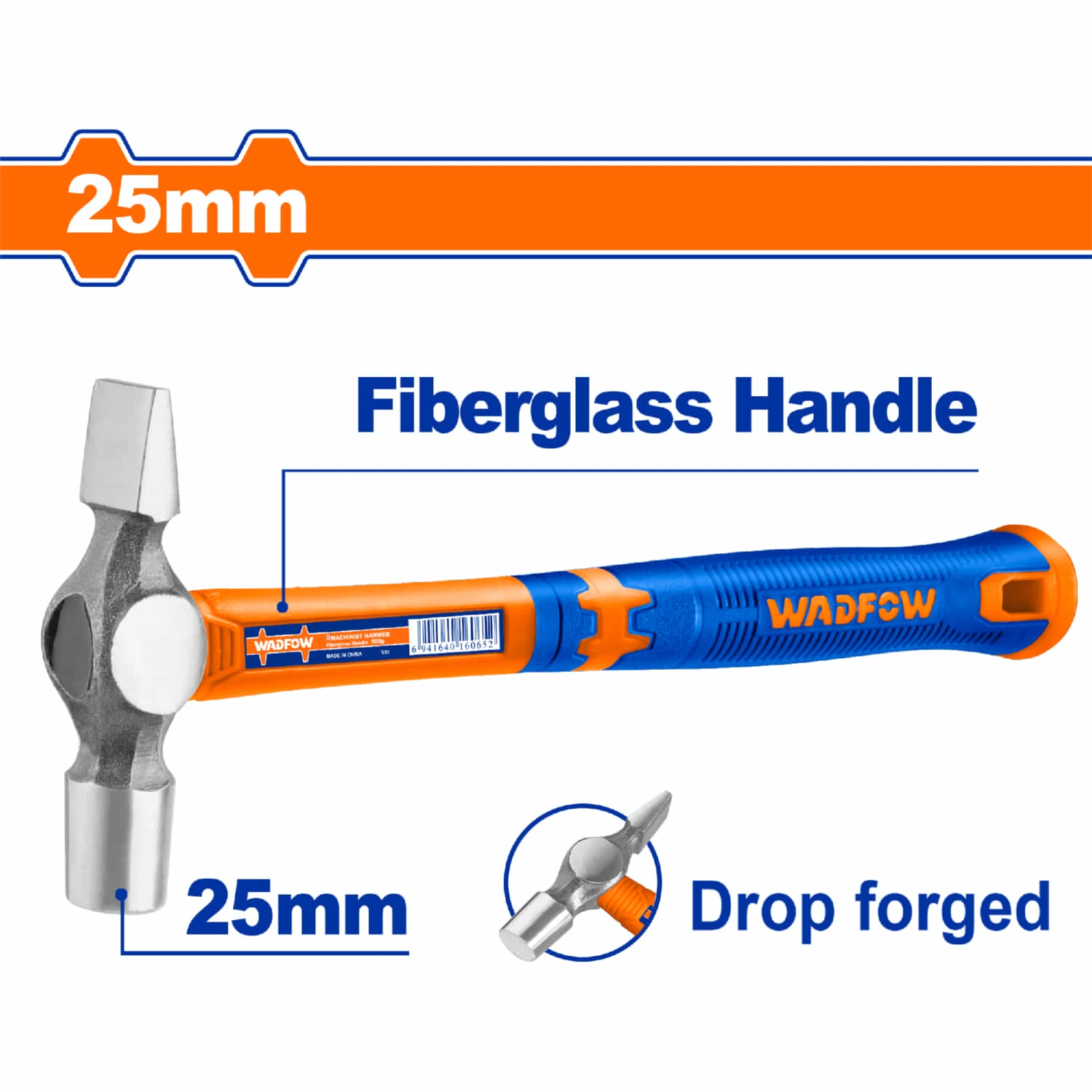 Martillo de Cincel en Cruz 25mm. Tratamiento térmico. Acero al carbono #45. Cabeza forjada.