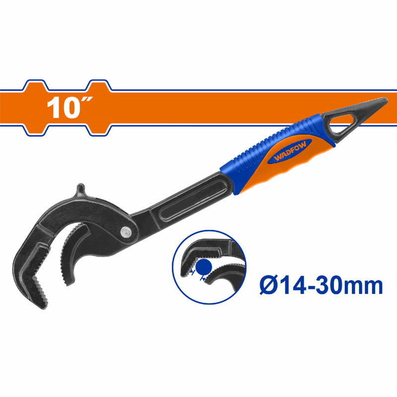 Llave Inglesa Pico de Loro 10" Sujeción 14-30mm. Cromado. Un solo extremo abierto.