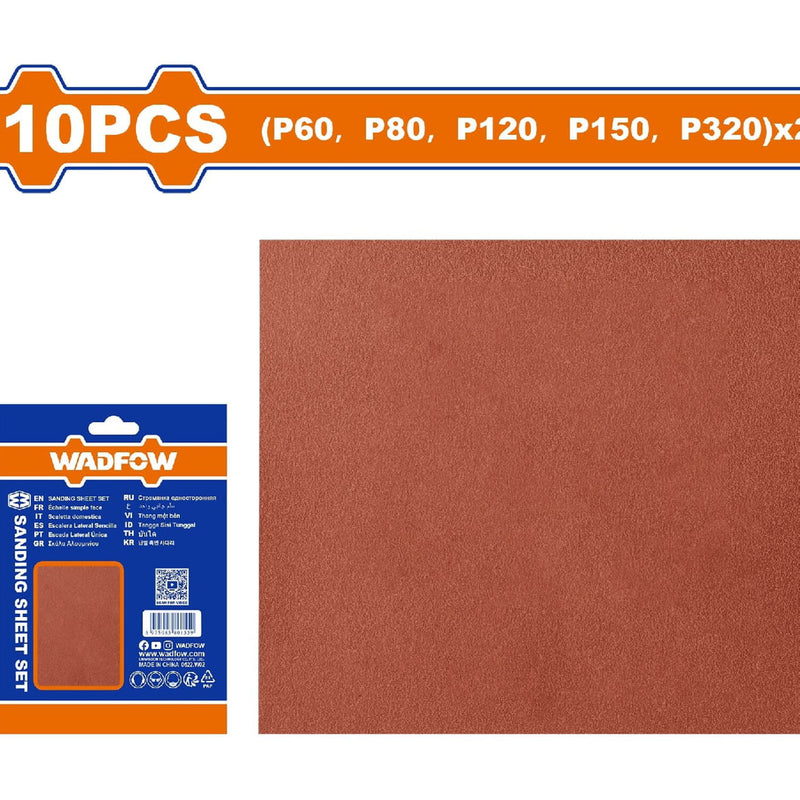 Papeles de Lija Granos P60 P80 P120 P150 P320 Adecuado para lijar madera. Set 10 pzas. 230x280mm.