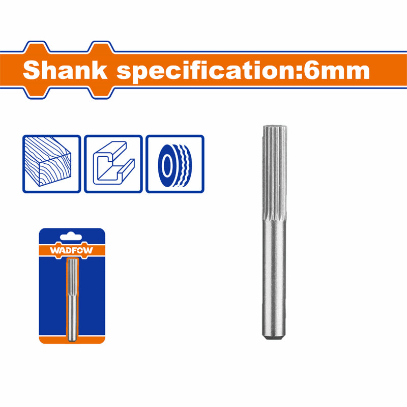 Fresa Lima Rotativa Cilíndrica Recta.Acero al Cromo. Vástago:6mm. Cabeza:13mm. Para motortool.