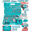 Combo del mes Total 20V Llave de Impacto Dado Cuadrado 1/2" 500Nm.  Set de Herramientas 152 piezas.  Batería 4.0Ah y Cargador POCAS UNIDADES.