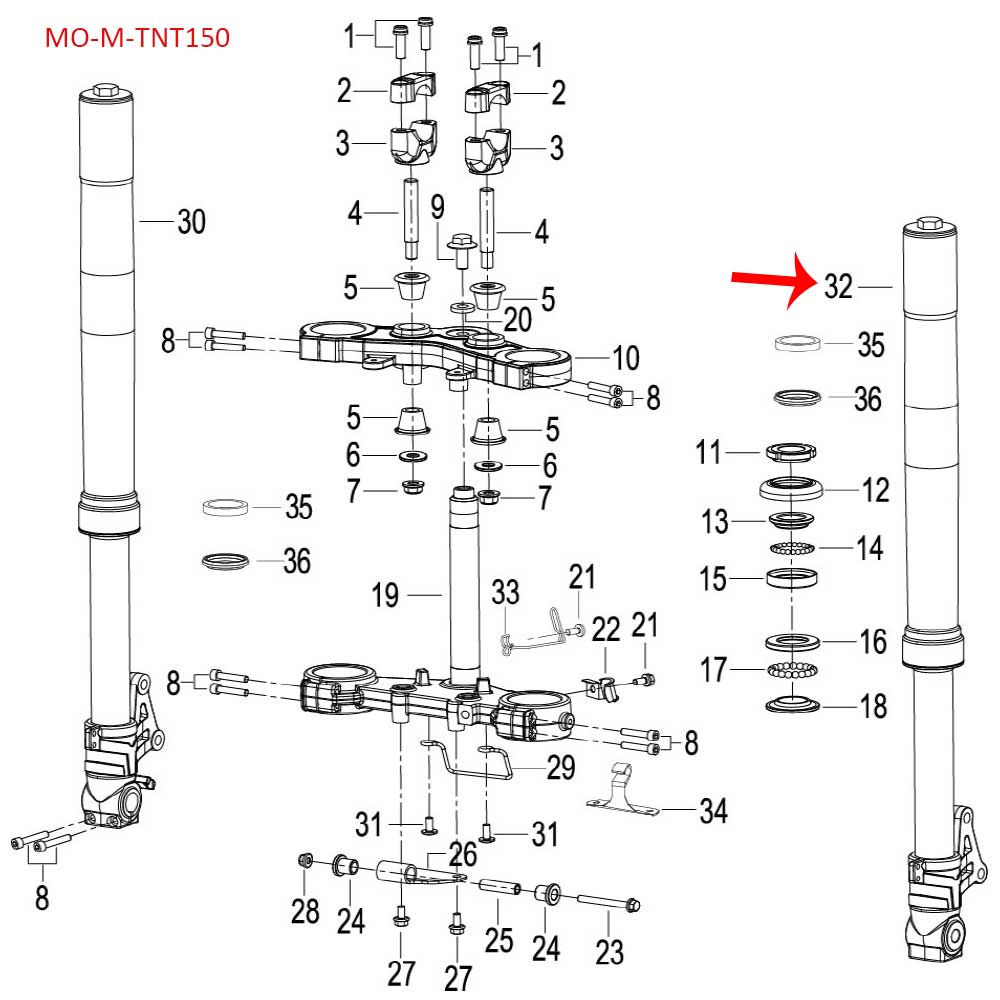 Amortiguador delantero izquierdo (TNT150) (NUEVO CODIGO 43200K991100)