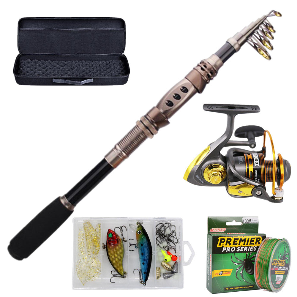 Kit de pesca caña Telescópica 2.4 m estuche