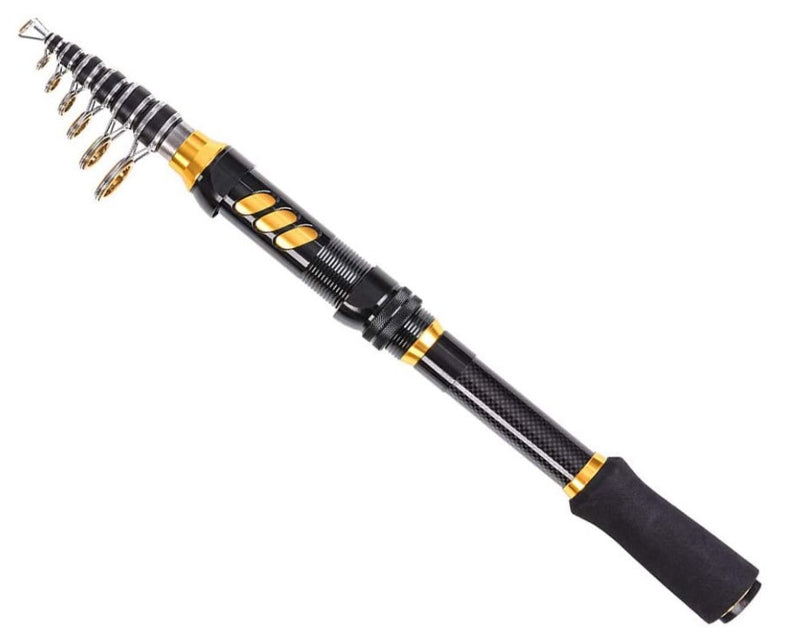 Caña de pesca telescópica 2.4 m fibra carbono