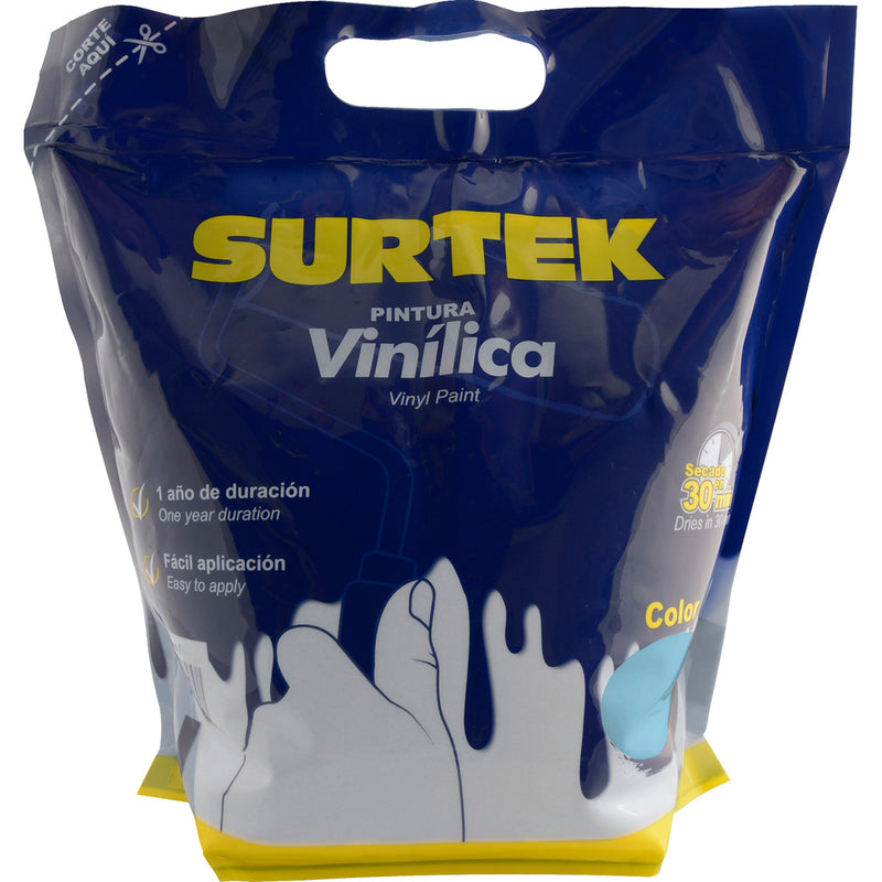 Surtek Pintura vinílica en bolsa , 3.7 Litros , Azul celeste