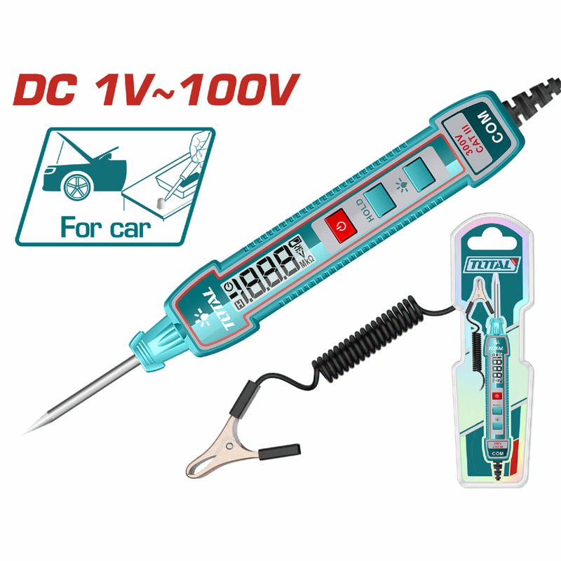Probador De Voltaje Automotriz De DC 1-100V. Longitud máx. 2700mm. Pantalla digital