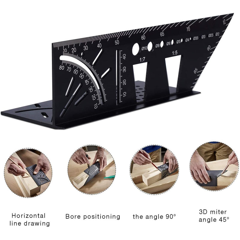 Regla de aluminio de múltiples ángulos de 45 y 90 grados para carpintería