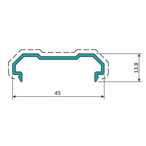 Tapa Final Sin Felpa Marco 45 Mm. Espesor 1.4 Mm. Largo 5.85 Mts. Acabado Anodizado Silver 15 Micron