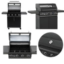 Parrilla BBQ de Gas con Ventana de Vidrio 122x45x116cm de Hierro con 4 Quemadores. Asador a Gas