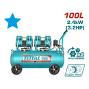 Compresor sistema de correa, 100L(26.4Gal) 2x1200W (3.2HP) Sistema sin aceite. Ruido: 75db