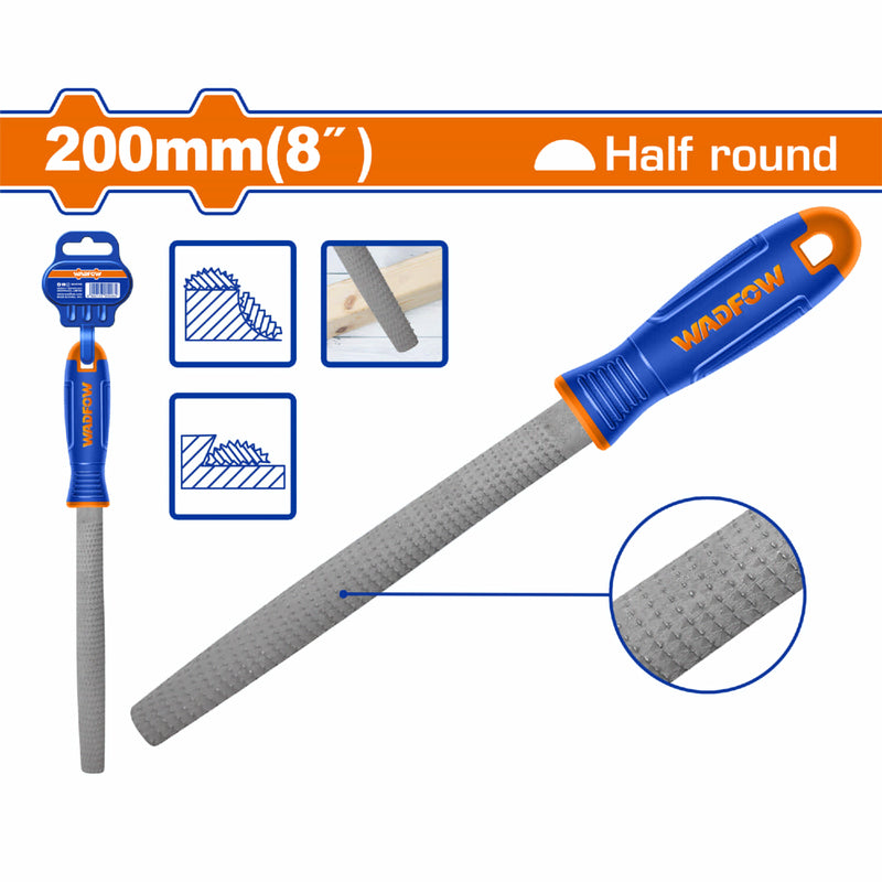 Lima Media Caña Para Madera. 200mm. Acero al carbono. Escofina semi circular.