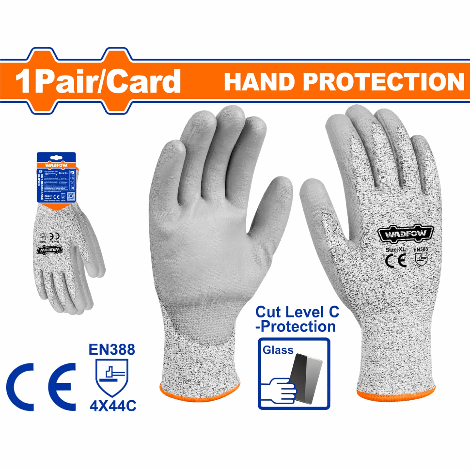 Guantes Resistentes a Cortes y Abrasiones. Medida 13 (XL). Capa de Látex en la Palma y HPPE. Uso ideal para cortes de madera y vidrio. Antiestático. Se vende en par.