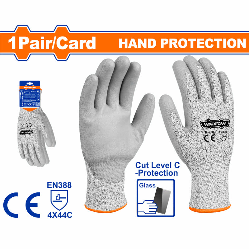 Guantes Resistentes a Cortes y Abrasiones. Medida 13 (XL). Capa de Látex en la Palma y HPPE. Uso ideal para cortes de madera y vidrio. Antiestático. Se vende en par.