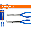 Alicate largo de punta de 90º 280mm(11") Pulido y antióxido. Con mango de plástico.