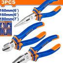 Alicates de 3 piezas combinado 7", punta larga 6", corte diagonal 6". Pulido y antióxido.