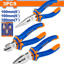 Alicates de 3 piezas combinado 7", punta larga 6", corte diagonal 6". Pulido y antióxido.