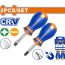 Destornilladores cortos 38mm. Punta Plana SL6.5 y Estrella PH2. CR-V. Magnético. Set 2 pzs.