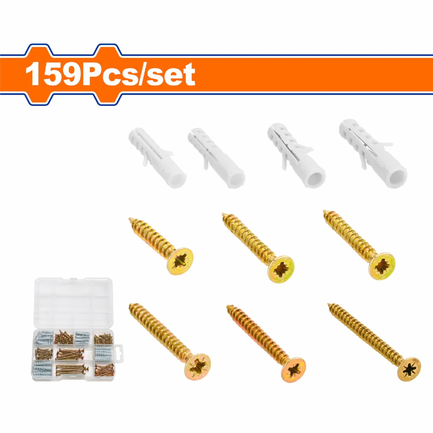 Tornillos para aglomerado MDF y tacos de anclaje. (159 piezas) Se vende en Kit. Madera comprimida.