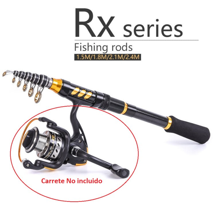 Caña de pesca telescópica 2.4 m fibra carbono