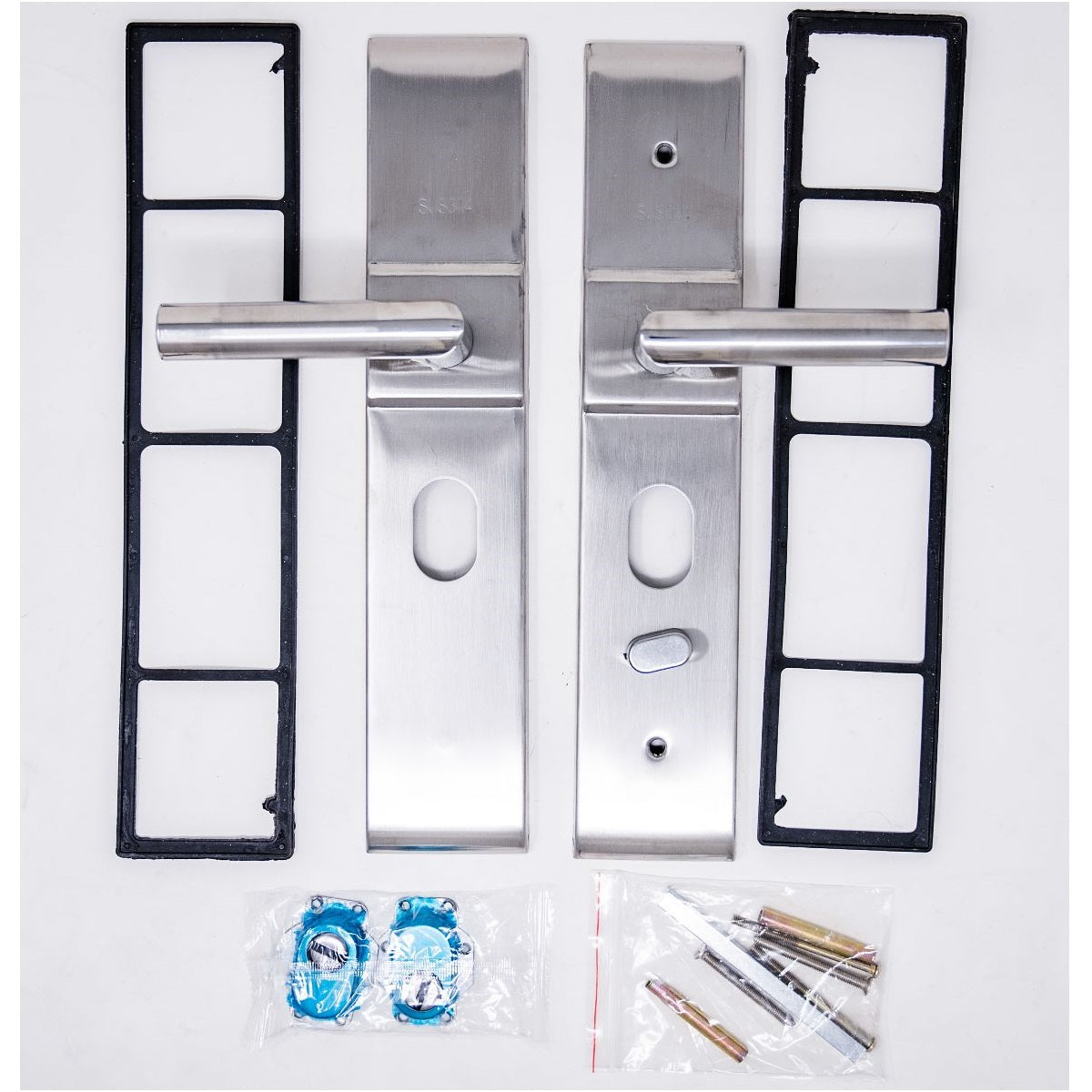 Juego de Maniguetas para puerta de Seguridad Universal Izquierda y Derecha. Acero Cromado. Modelo 0603-1