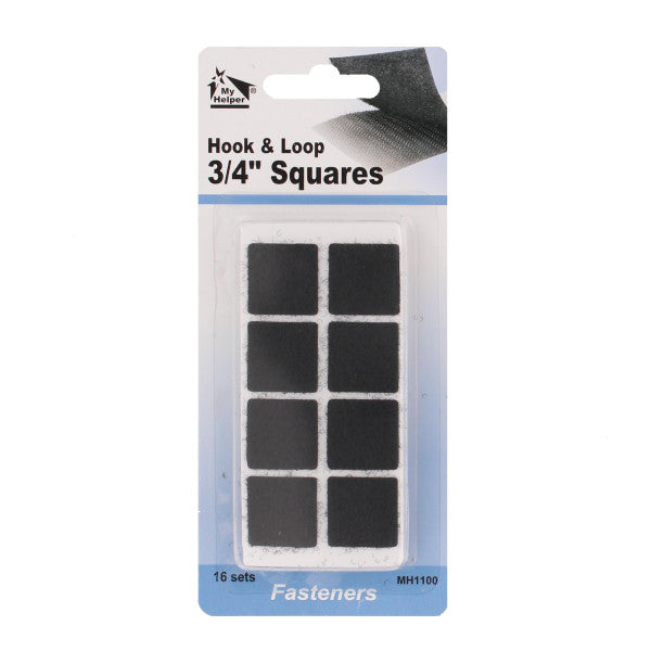 (16 piezas) Velcro de 3/4" en cuadros de color negro