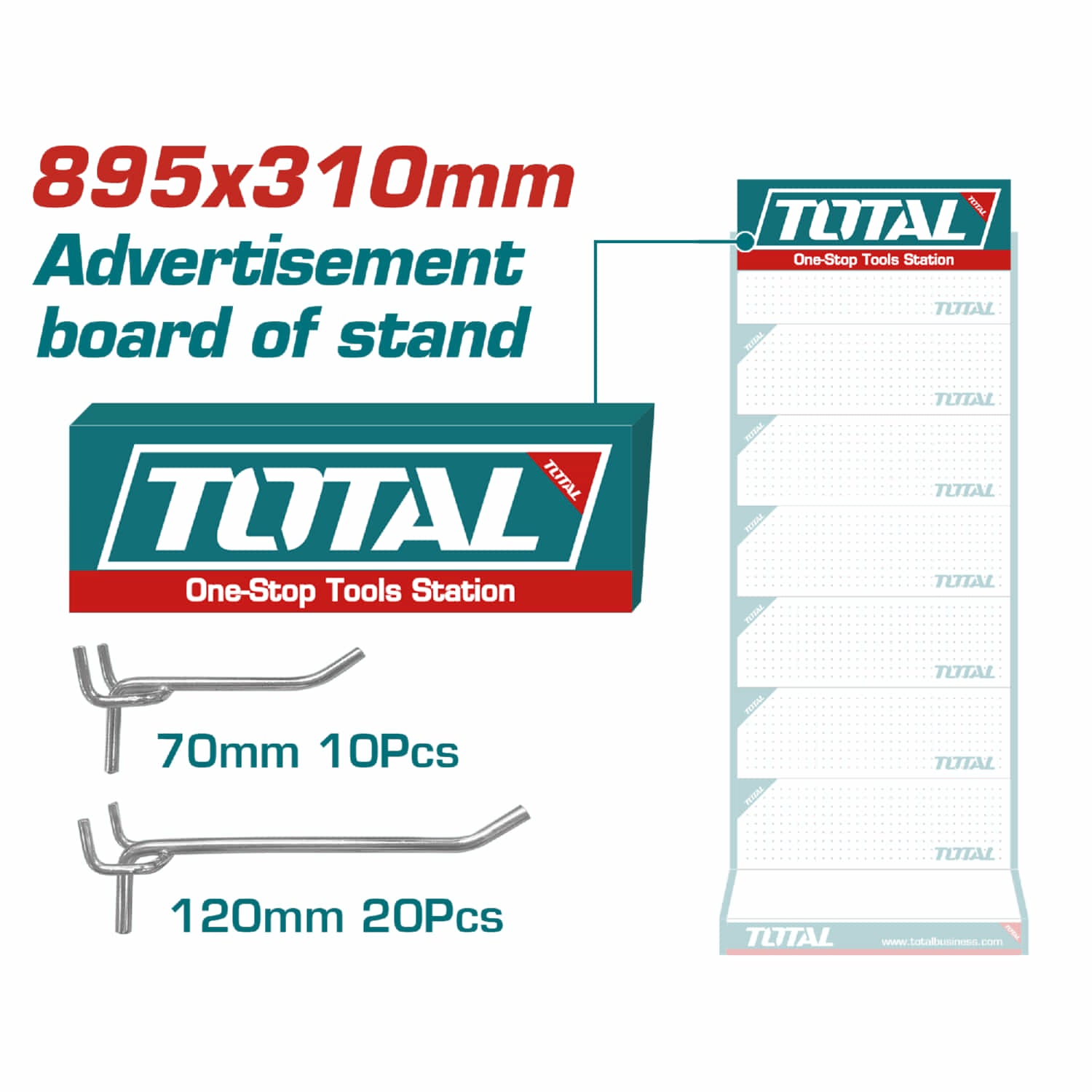 Tablero de Anuncios para Exhibidor TOTAL 895 mm x 300 mm