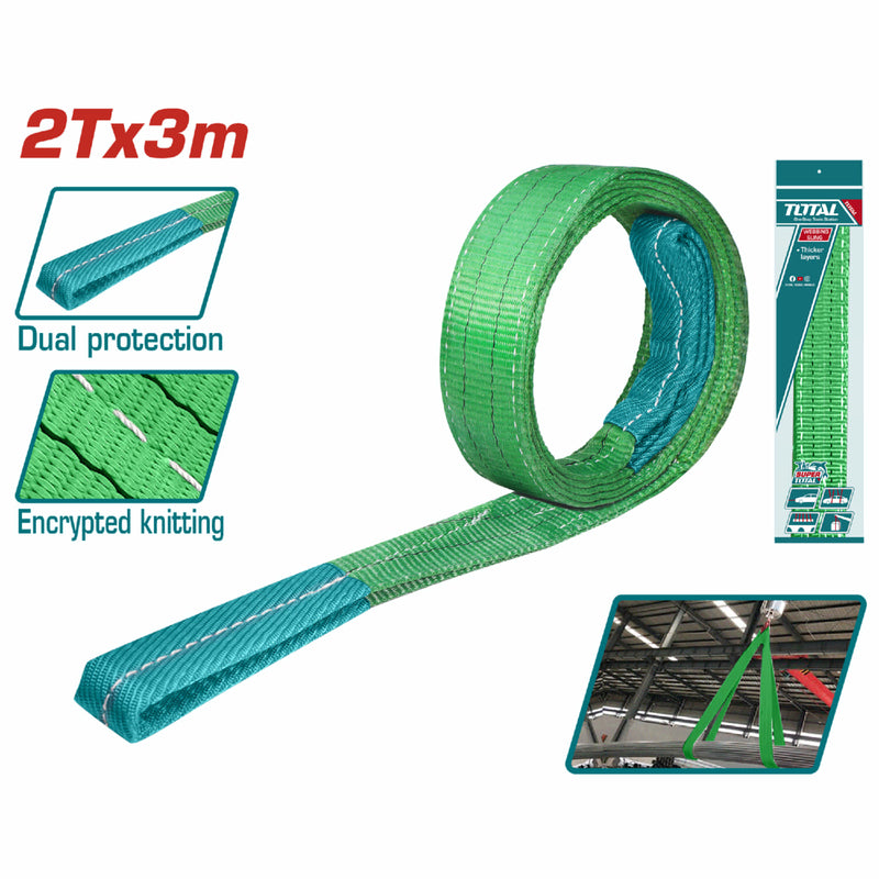 Cinta de Eslinga ojo-ojo 2Tx3m. Arnés económico y adaptable. Seguridad 7:1. Ancho 60 mm.