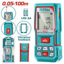 Medidor laser rango 0.05-100m. Precisión de medición: ±2.0mm Tipo de láser: 635 nm, <1 mW, Clase 2 Temperatura de funcionamiento: 0°C ~ +50°C Función medición única. Monitor láser.