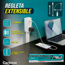 Enchufe regleta extensible de 43 a 68 cm. Con puerto USB y Tipo-C