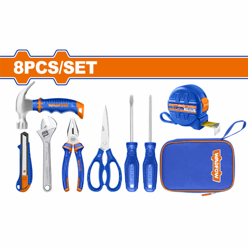 Herramientas Manuales 8 pzs.(Tijera,Exacto,mini martillo,alicate, destornilladores, cinta) (Juego)