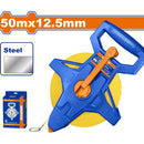 Cinta métrica de Acero (Métrico/Pulgada). 50mx12.5mm. Engranaje retráctil. Mango integrado.