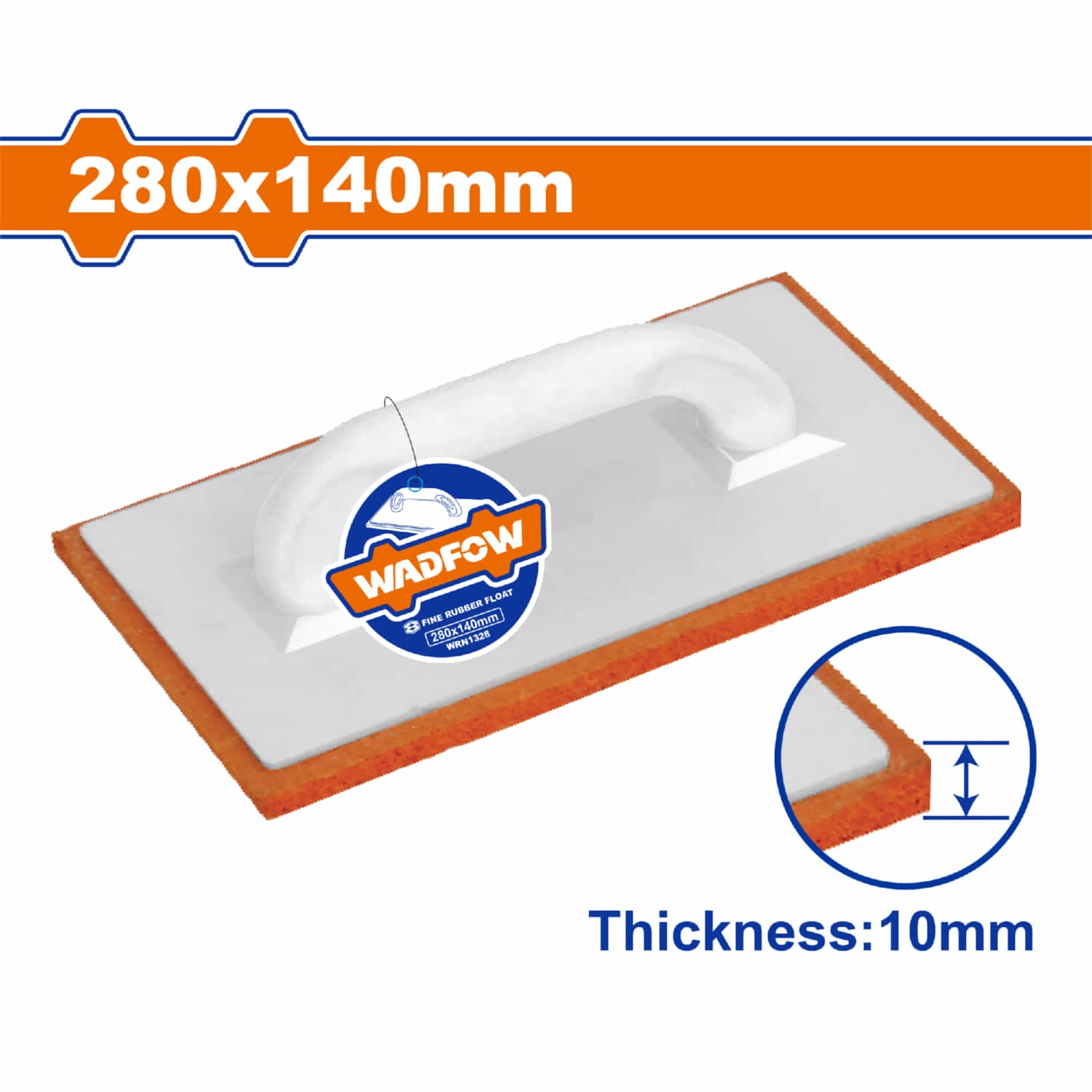 Llana de Goma Fina 280x140mm. Espesor de la goma: 10mm. Para paredes y losas de cemento. Paleta esponja.