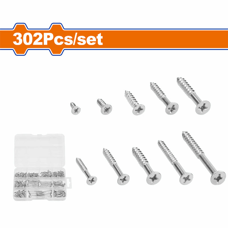 Tornillos autorroscantes. Cabeza avellanada. Acero al carbono. Galvanizado. (302 pzas) Se vende en Kit. Auto enrosca