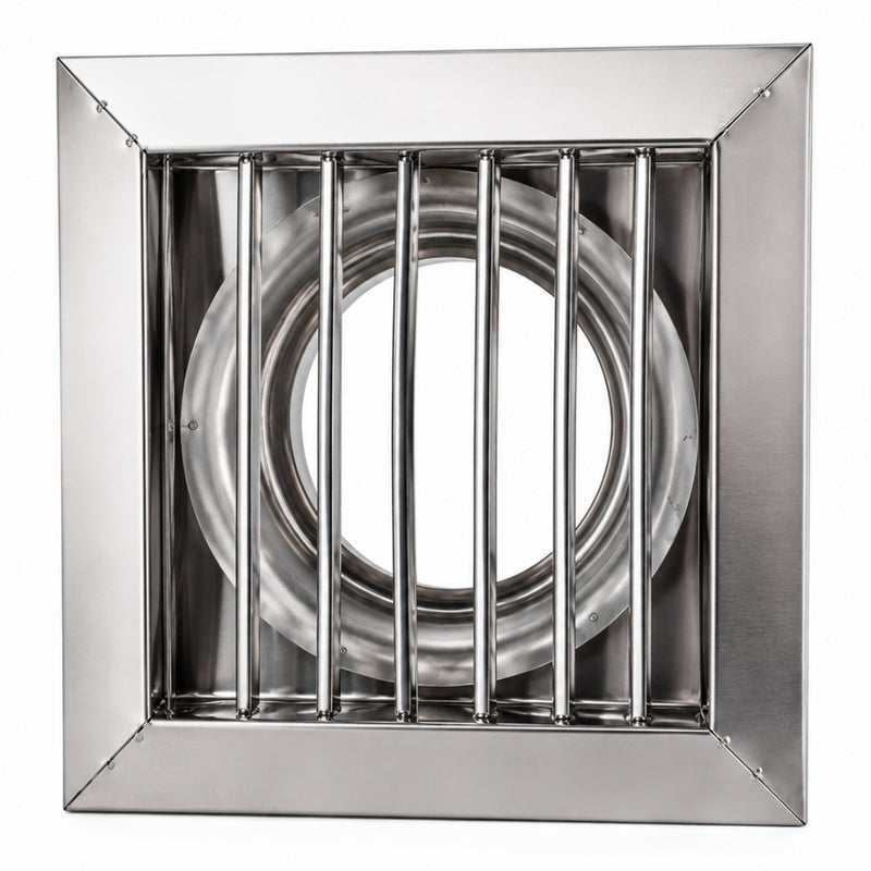 Rejilla de Ventilación 4" con láminas móviles. Para extractor de baño Tapa de Extractor De Acero Inoxidable 304.