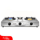 Estufa a Gas portátil de tres quemadores. 3.2Kw*2/0.7Kw Calentamiento uniforme.Encendido automático