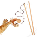 Juguete para Gato juego de varita con pluma y pelota de lino (Raton) incluye cascabel. Tamaño 40cm
