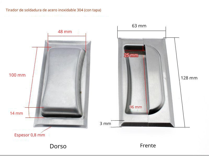 Tirador empotrable rectangular de cajon.